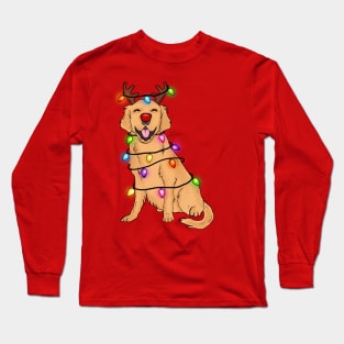 Funny Labrador Retriever Reindeer Christmas Lights Xmas Gift Long Sleeve T-Shirt